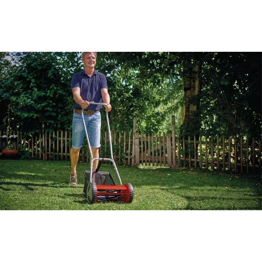 Einhell GC-HM 300 Ръчна косачка за трева с 5 стоманени ножа, регулируема височина на косене и ергономична работа