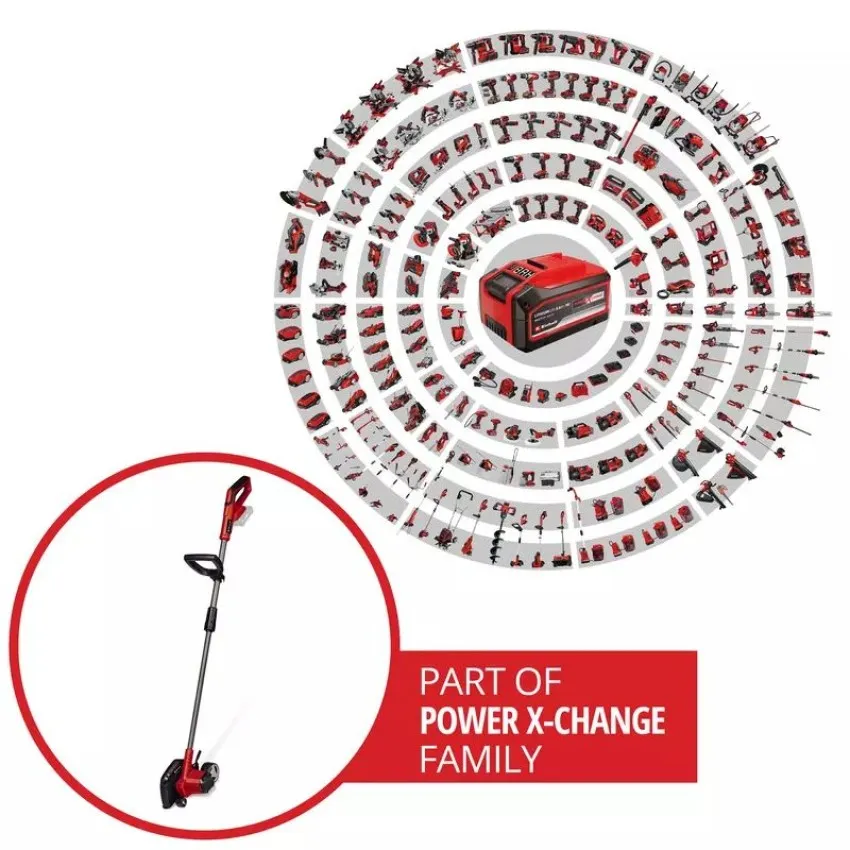 Einhell GE-LE 18/190 Li-Solo Акумулаторен тример за ръбове с регулиране на дълбочината и двустранно режещо острие, част от Power X-Change
