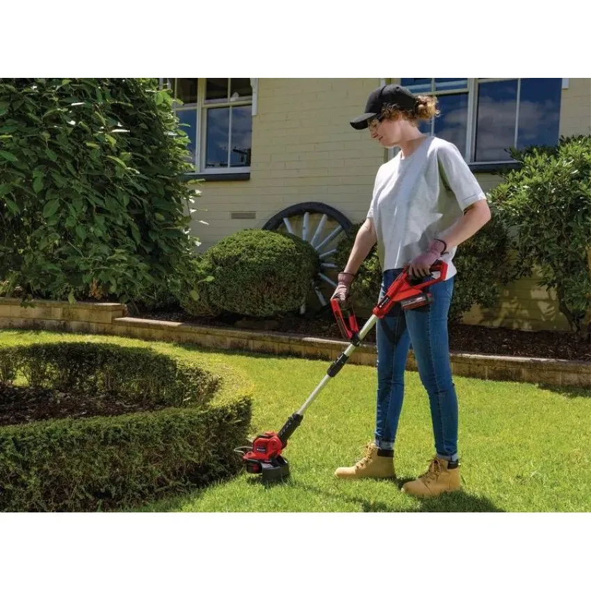 Einhell GE-CT 18/28 Li TC-Solo Акумулаторен тример за трева с телескопична дръжка и "Количка за тример" за перфектно поддържане на ръбове и вертикални повърхности