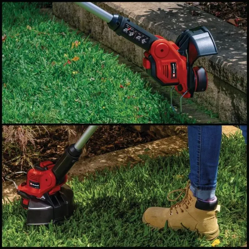 Einhell GE-CT 18/28 Li TC-Solo Акумулаторен тример за трева с телескопична дръжка и "Количка за тример" за перфектно поддържане на ръбове и вертикални повърхности