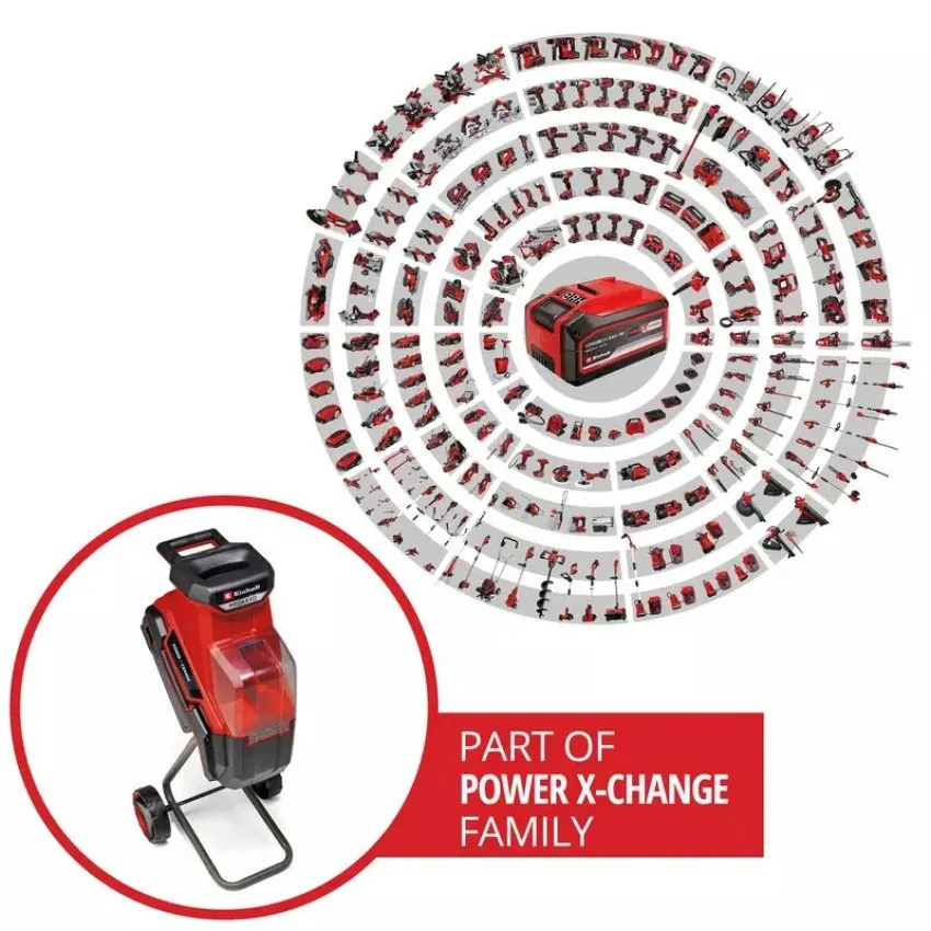 Einhell REDAXXO 36/25 Акумулаторна дробилка за градински отпадъци с Twin-Pack технология и 55L торба