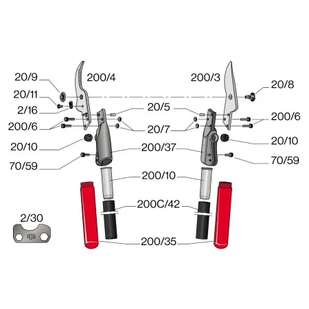 FELCO 200C-60 Лека карбонова ножица с права режеща глава за професионална резитба