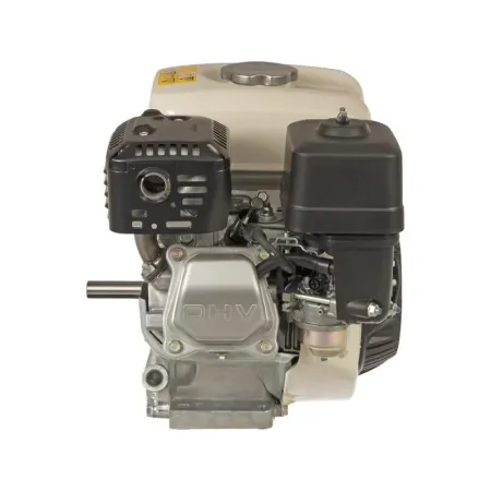 Honda Двигател GP160H-QH-B1-5S Хоризонтален вал 19.05 мм шпонка, вътрешна резба 5/16-24UNF, газ-лост/жило, с двоен въздушен филтър, без датчик за масло, без дефлектор, без искроуловител, бял цвят