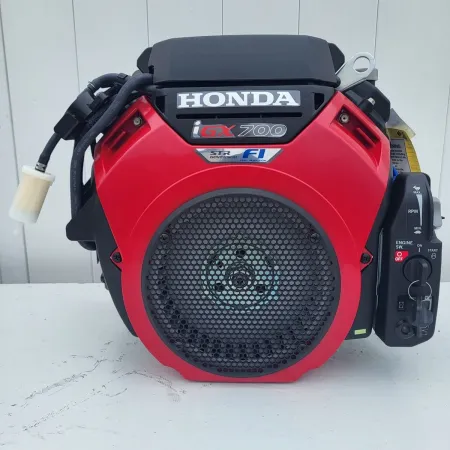 Honda Двигател GX700IRH-TX-F4-OH Хоризонтален вал 28.575 мм шпонка, вътрешна резба 7/16-20UNF, газ-потенциметър, двоен въздушен филтър, електрически старт, с датчик за масло, автоматичен смукач, горивна помпа, без искроуловител, зареждане 17А, червен цвят
