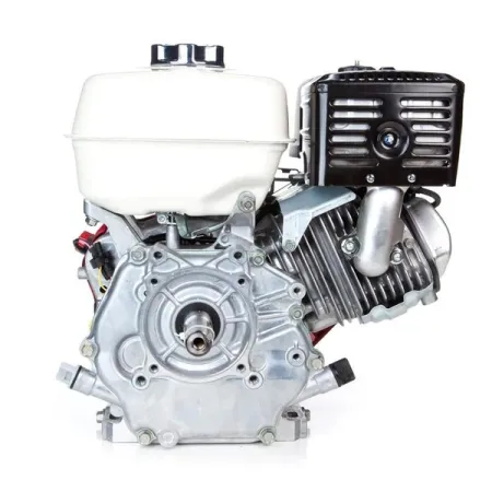 Honda Двигател GX240UT2-QX-E4-OH Хоризонтален вал 25.4 мм шпонка, вътрешна резба 7/16-20UNF, електрически старт, газ-лост, с тих въздушен филтър, с датчик за масло, без дефлектор, без искроуловител, зареждане 1А, червен цвят