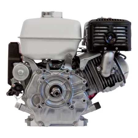 Honda Двигател GX270UT2-SX-E4-OH Хоризонтален вал 25 мм шпонка, вътрешна резба М8х1.25, газ-лост, електрически старт, с тих въздушен филтър, с датчик за масло, без дефлектор, без искроуловител, зареждане 1А, червен цвят