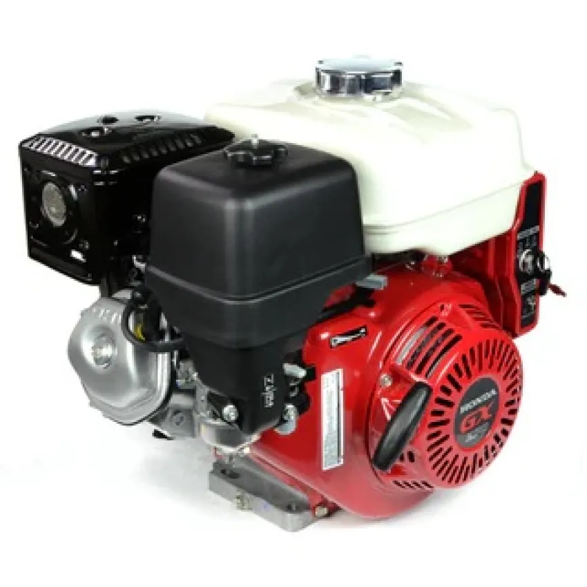Honda Двигател GX270UT2-SX-E4-OH Хоризонтален вал 25 мм шпонка, вътрешна резба М8х1.25, газ-лост, електрически старт, с тих въздушен филтър, с датчик за масло, без дефлектор, без искроуловител, зареждане 1А, червен цвят