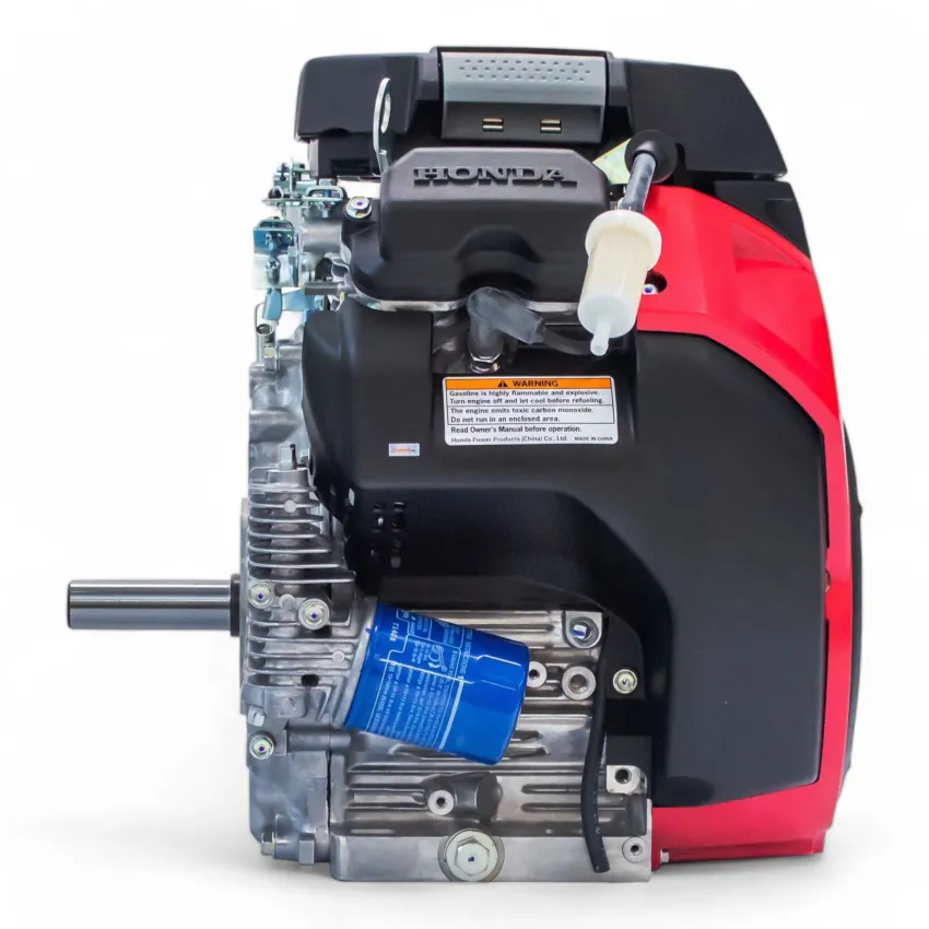 Honda Двигател GX690RH-TX-F2-OH Хоризонтален вал 28.575 мм шпонка, вътрешна резба 7/16-20UNF, газ-лост, без въздушен филтър, електрически старт, с датчик за масло, смукач-лост, горивна помпа, без искроуловител, зареждане 17А, червен цвят