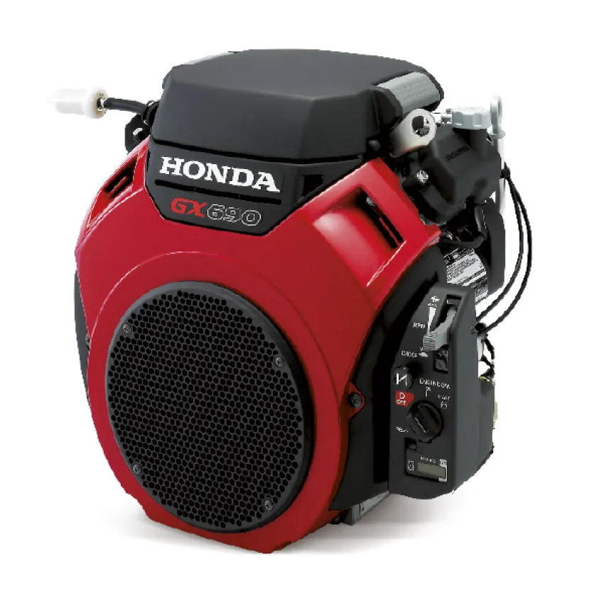 Honda Двигател GX690RH-BX-F5-OH Хоризонтален вал 36.5125 мм шпонка, вътрешна резба 5/8-18UNF, газ-жило, двоен въздушен филтър, електрически старт, с датчик за масло, смукач-лост, горивна помпа, без искроуловител, зареждане 17А, червен цвят