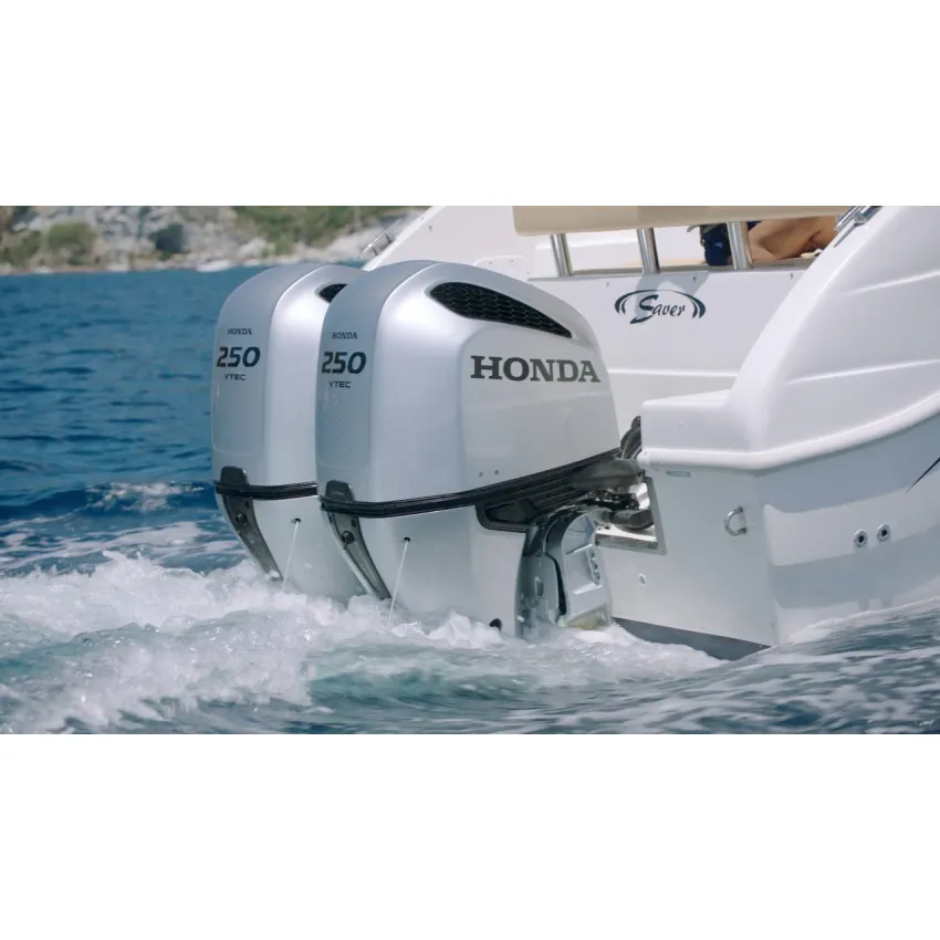 Honda Двигател BF 250D LDU 250 к.с, дълъг ботуш, електрически стартер, електронно дистанционно управление, електрохидравлично регулиране на наклона, 60А генератор