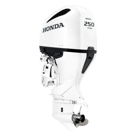 Honda Двигател BF 250D XDU БЯЛ 250 к.с, екстра дълъг ботуш, електрически стартер, електронно дистанционно управление, електрохидравлично регулиране на наклона, 60А генератор