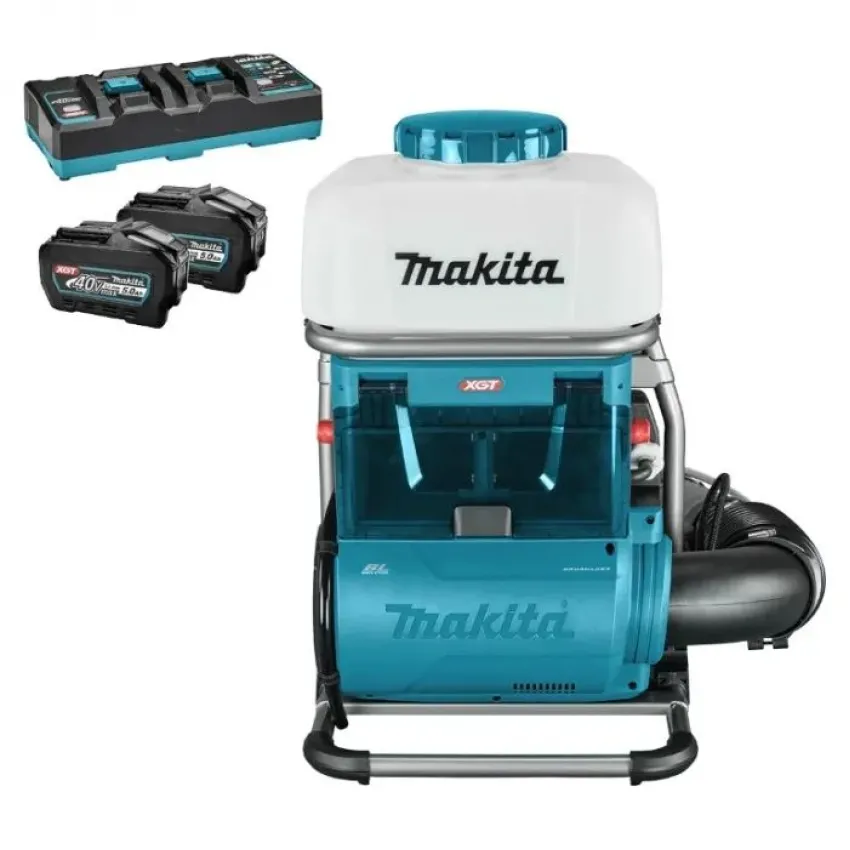 Професионална акумулаторна пръскачка Makita PM001GT202, XGT, 40 V, 2х5 Ah, 15 л, 180-1400 мл/мин, с батерии и зарядно + ПОДАРЪК раница Makita