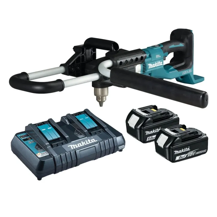 Акумулаторен свредел Makita DDG460T2X7, 18+18 V, 5 Ah, 136 Nm, с 2 батерии и зарядно + Подарък свредло Makita 150х800 мм