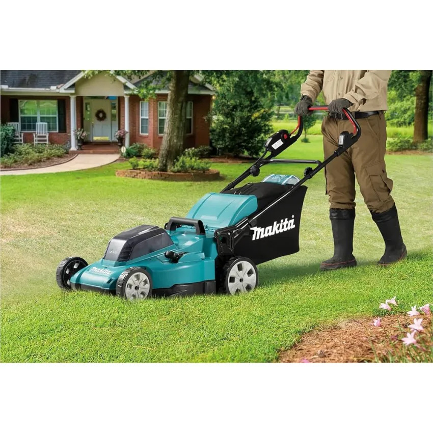 Акумулаторна косачка Makita DLM480CT2, LXT, 18+18 V, 2х5 Ah, 48 см, 800 м², с мулчиране, 2 батерии и зарядно