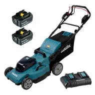 Самоходна акумулаторна косачка Makita DLM481CT2, LXT, 18+18 V, 2х5 Ah, 48 см, 800 м², с мулчиране, 2 батерии и заядно