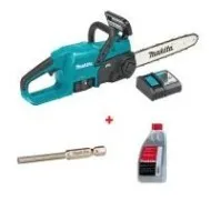 Акумулаторна резачка за дърва Makita DUC357RT, LXT, 18 V, 5 Ah, 35 см, с батерия и зарядно + ПОДАРЪК Масло за смазване на вериги Makita + Кръгла пила за заточване Makita