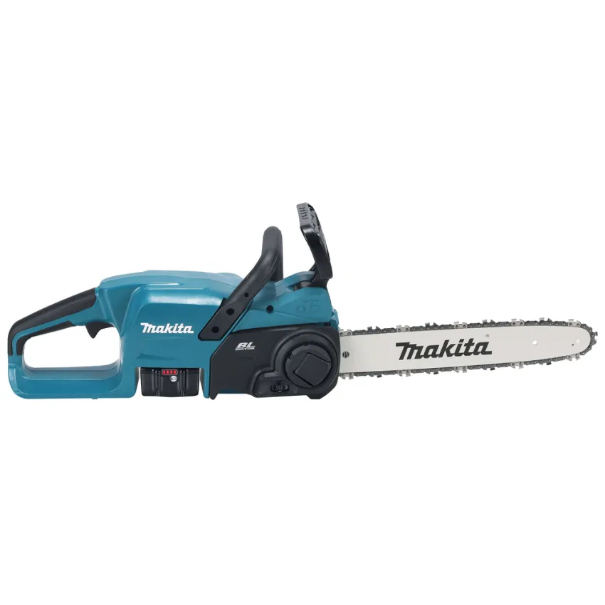 Акумулаторна резачка за дърва Makita DUC357RT, LXT, 18 V, 5 Ah, 35 см, с батерия и зарядно + ПОДАРЪК Масло за смазване на вериги Makita + Кръгла пила за заточване Makita