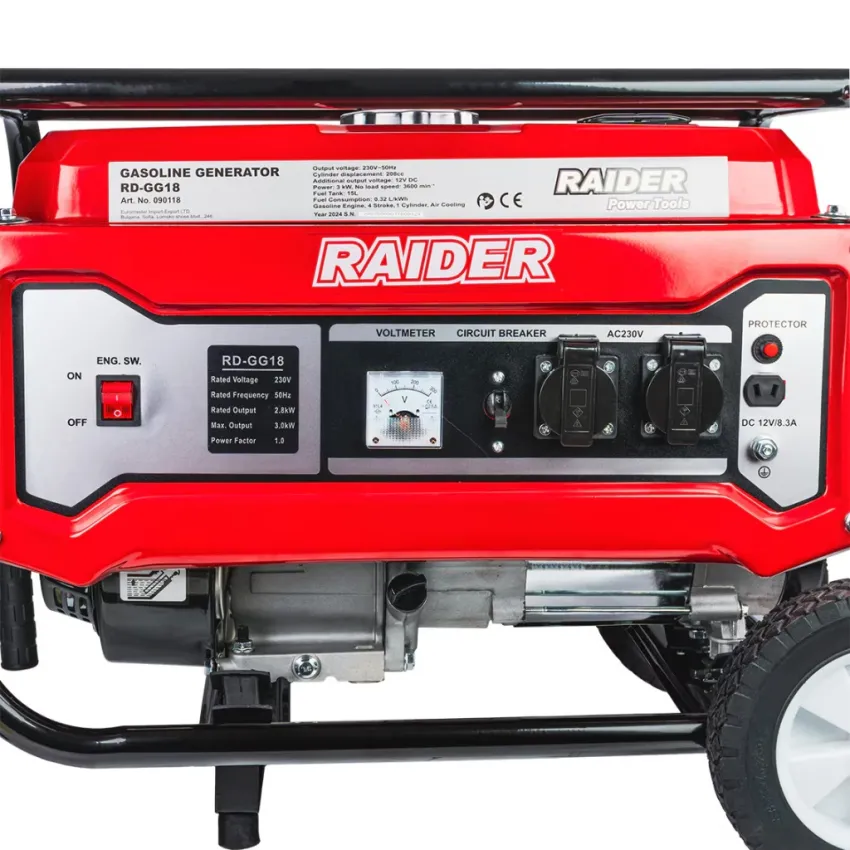 Бензинов генератор Raider RD-GG18 – 3 kW, икономичен и мобилен