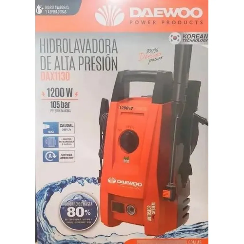 DAEWOO DAX1130 – Електрическа водоструйка 1200W, 390 л/ч, 105 бара, регулируема дюза
