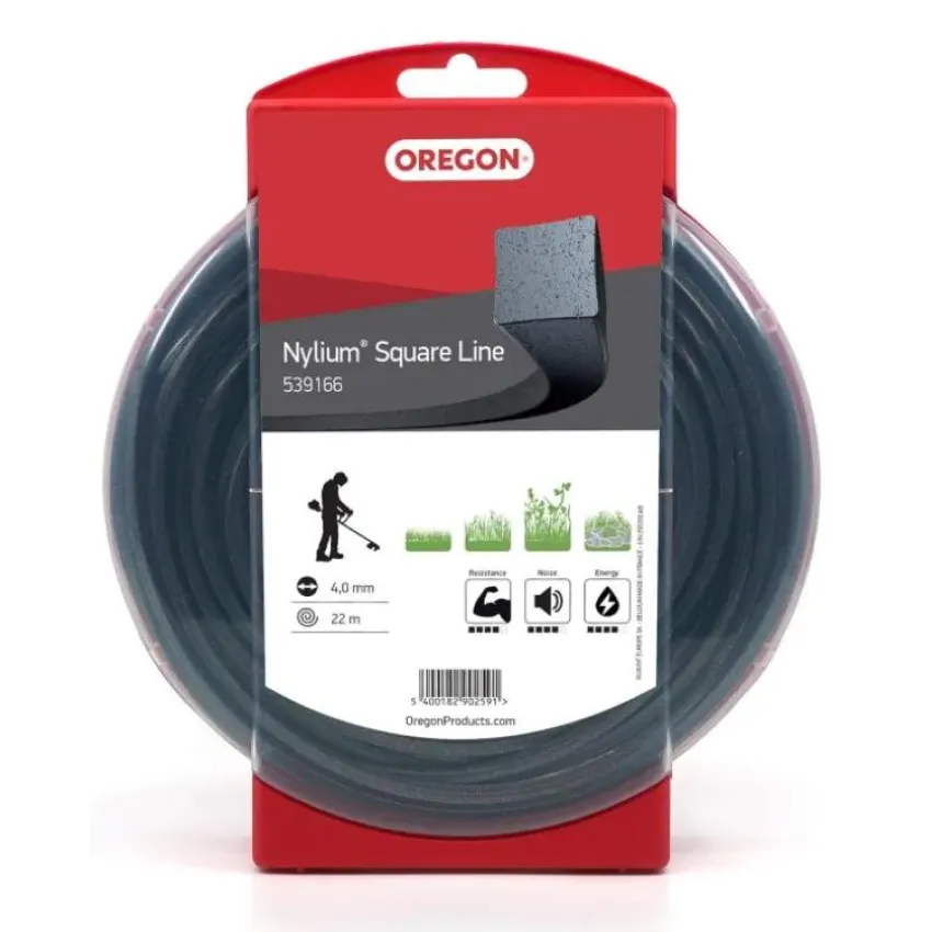 Oregon 539166 Квадратна Корда Nylium 4.0мм x 22м - Професионална за Тример