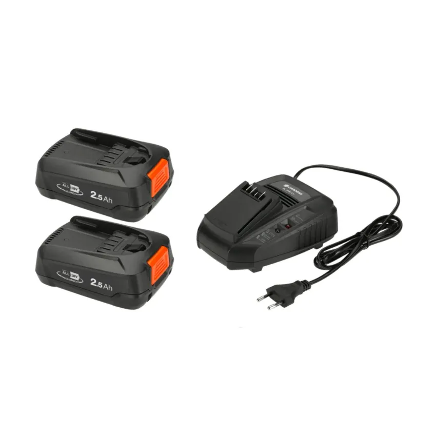 GARDENA 14907-20 Стартов комплект P4A: 2x 18V 2.5Ah батерии + бързо зарядно AL 1830 CV