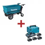Акумулаторна градинска количка Makita DCU605Z + Комплект батерии и зарядно Makita MKP3PT184, LXT