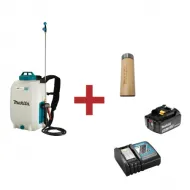 Акумулаторна пръскачка Makita DUS158Z + батерия Makita BL1830 + зарядно устройство Makita DC18RC + ПОДАРЪК термос Makita