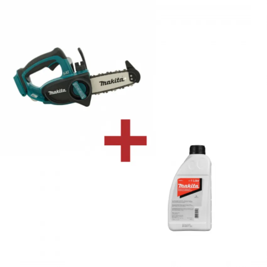 Акумулаторен верижен трион Makita DUC122Z 18 V, 115 мм, без батерия и зарядно устройство + ПОДАРЪК Масло за смазване на вериги Makita
