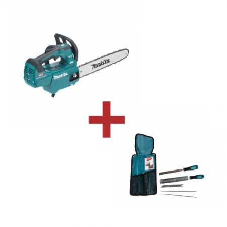 Професионална акумулаторна резачка за дърва Makita UC004GZ, XGT, 40 V, 350 мм, без батерия и зарядно + ПОДАРЪК Комплект за заточване на вериги Makita